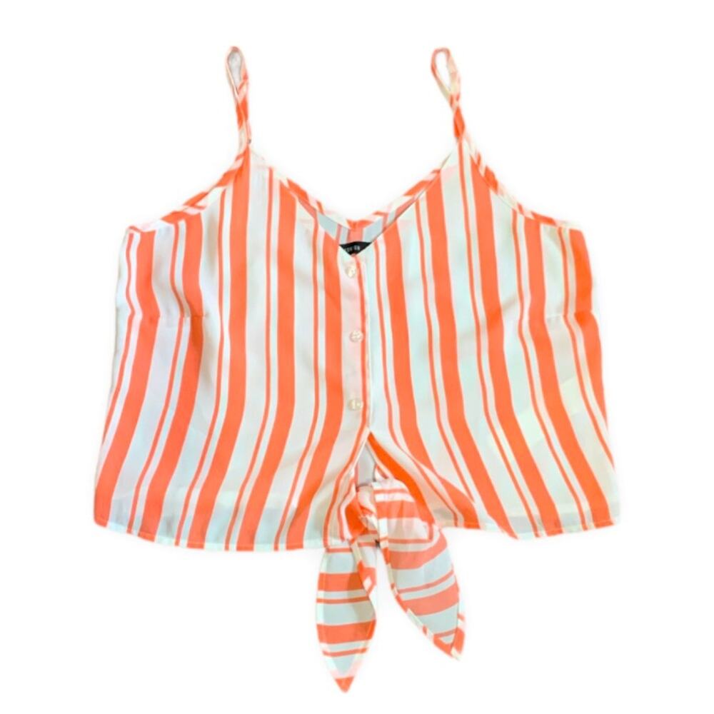 Cotton On Coral Stripped Tie Front Tank Size XS